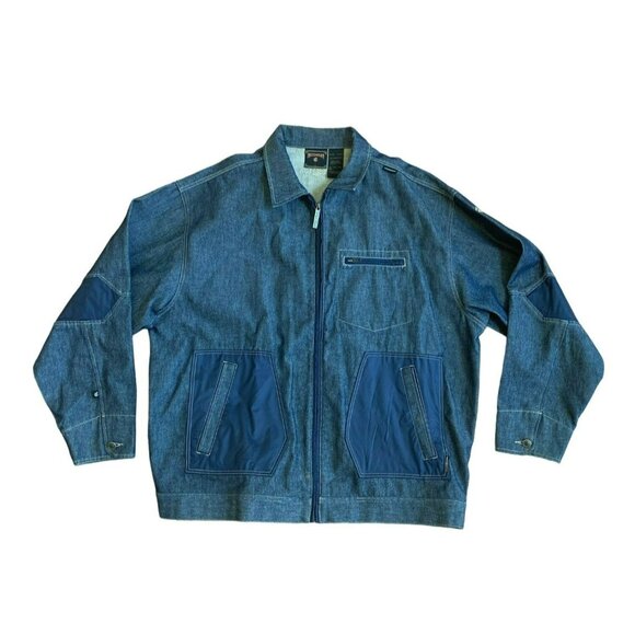 Rocawear Blue and White Denim Zip Up Jean Jacket sz 3xl